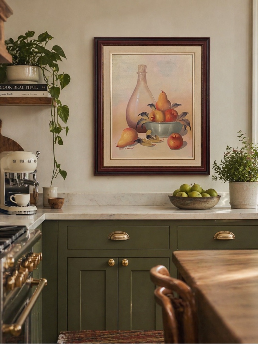 Vintage still life oil painting by Violette De Mazia